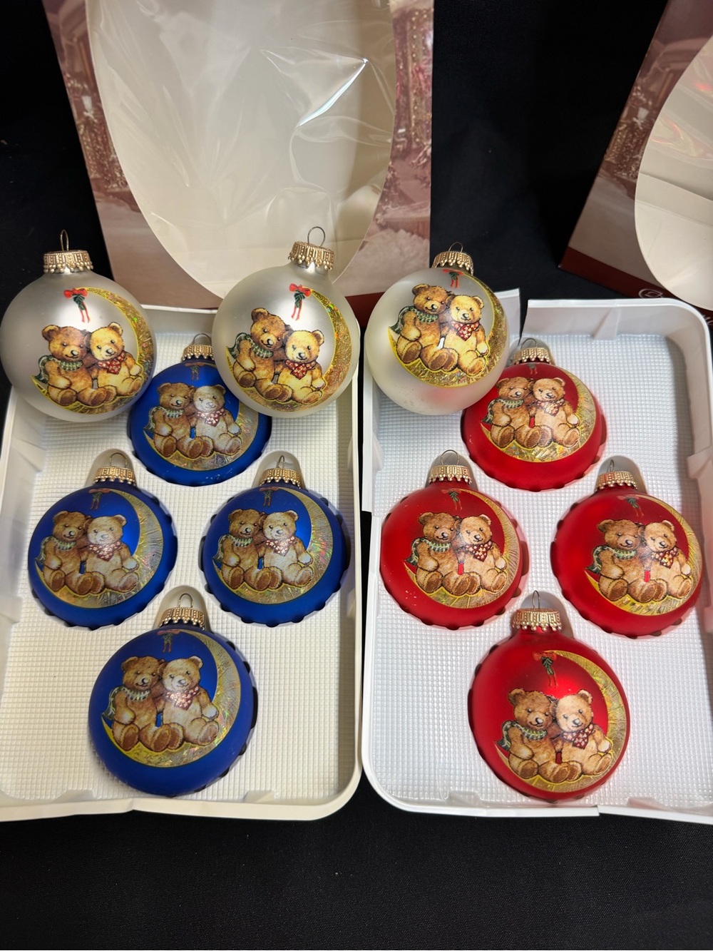 Vintage Kreb Glass Ornaments with Teddy Bears